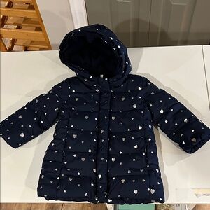 GAP Navy Toddler Coat with Silver Heart Accents